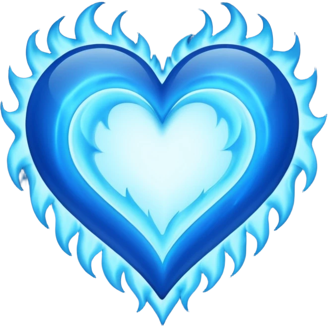 Blue flames in the shape of an all blue heart emoji