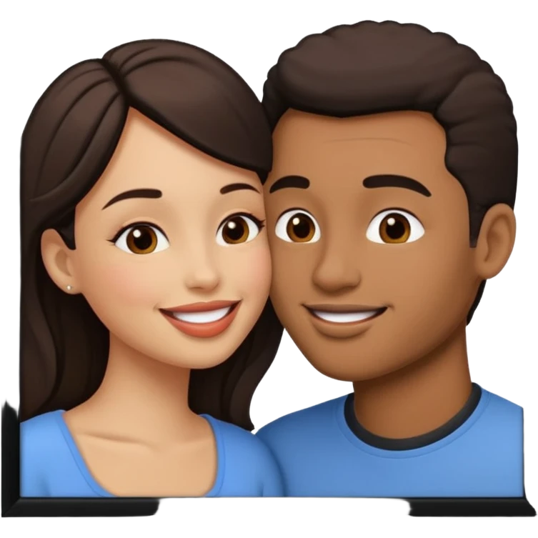 A man and a woman kissing, framed on a television screen emoji