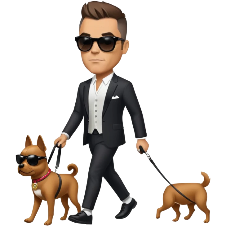 Robbie Williams walking a dog emoji