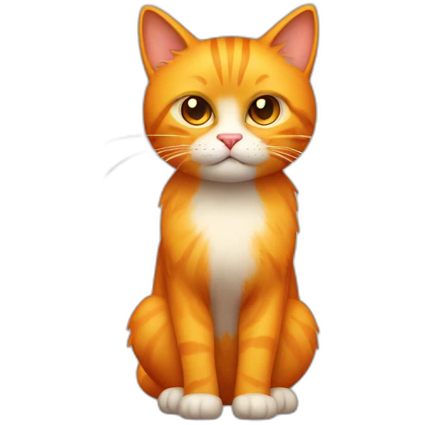 full body orange cute hairy cat with angry cute face with a mango emoji