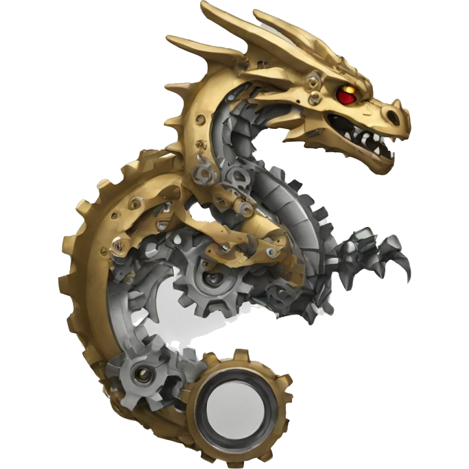 Metallic dragon with gears emoji