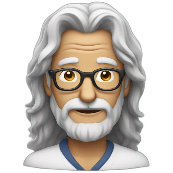 long hair old man with glasses and no mustache emoji