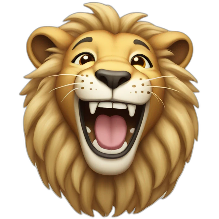 Laughing lion emoji