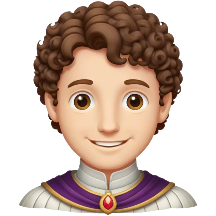 lord with curly short brown hair and friendly smile emoji