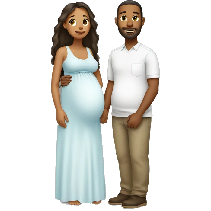 A pregnant woman with her husband  emoji