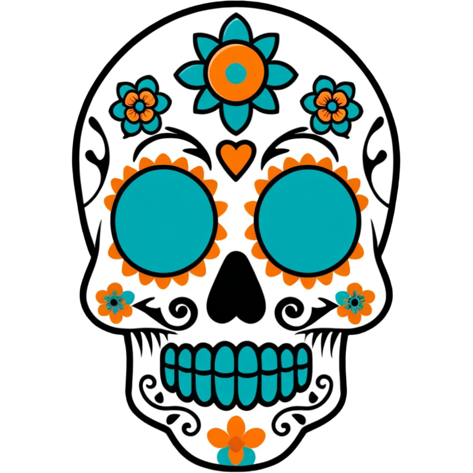 teal and orange sugar skull emoji