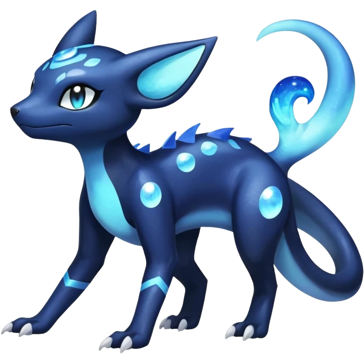 Shiny icy iridescent Nebulae Salandit-Meowstic-Umbreon-Fakémon-hybrid-creature (full body)  emoji