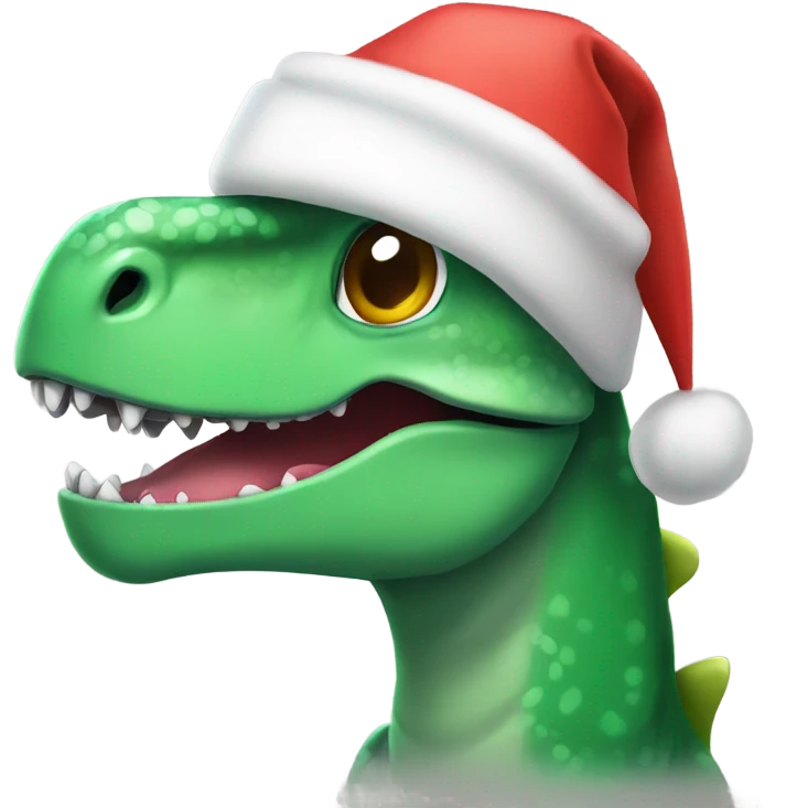 Dinosaur in a Christmas hat emoji