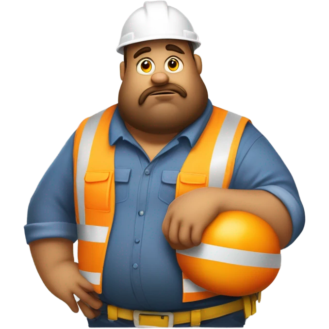 Lazy fat construction worker emoji