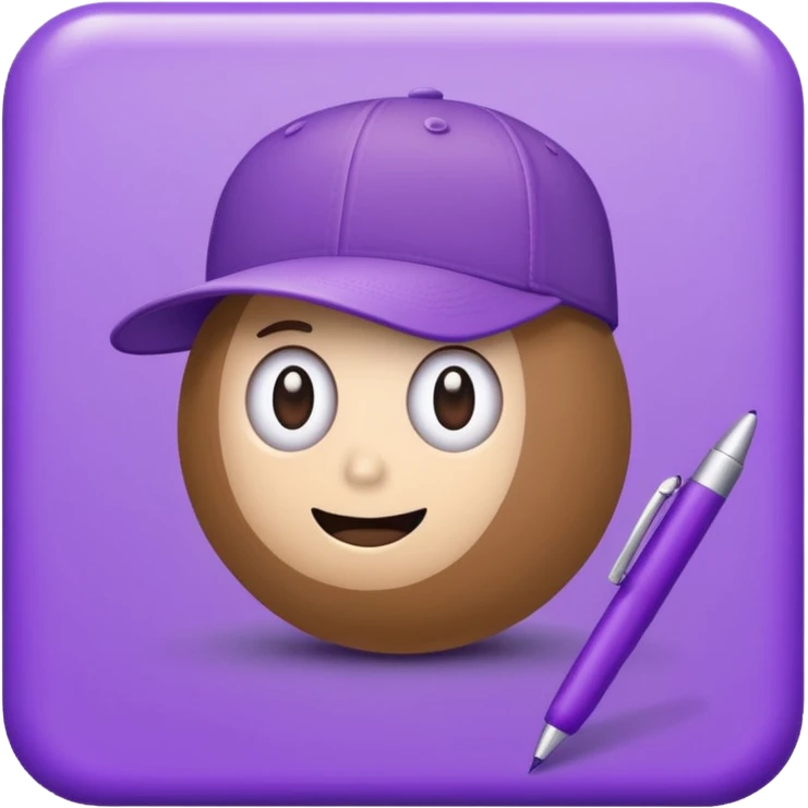 A plastic brown ball cap and the long rectangle purple. (With a pen) And looks like a BFDI style emoji