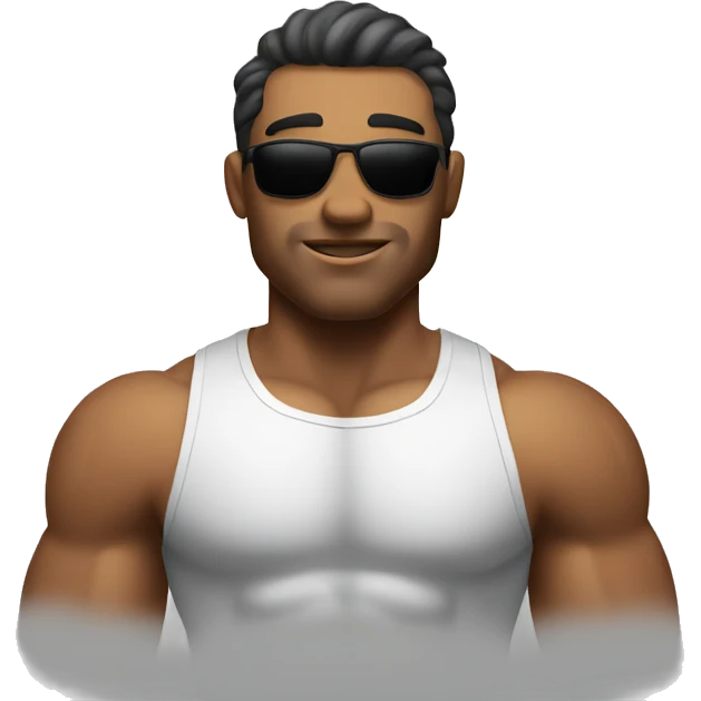 muscular guy with shirt in city sun emoji