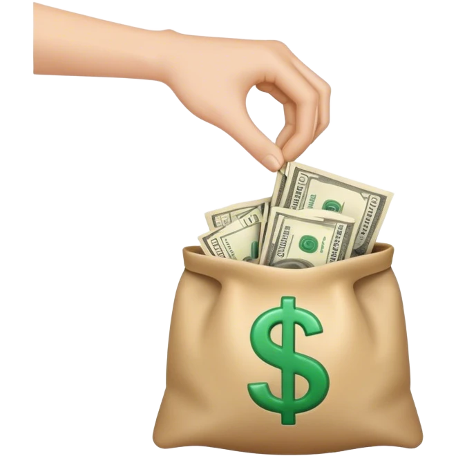 a hand holding a bag of money emoji
