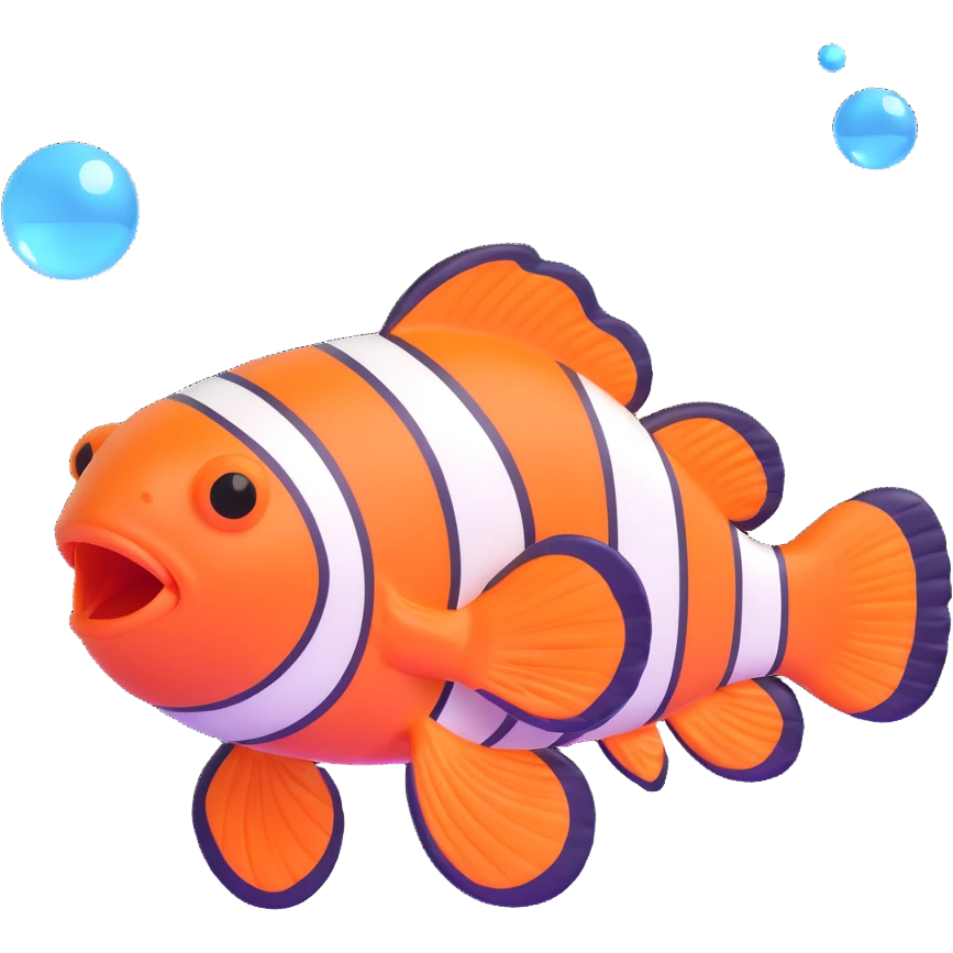 cute clownfish blowing bubbles emoji