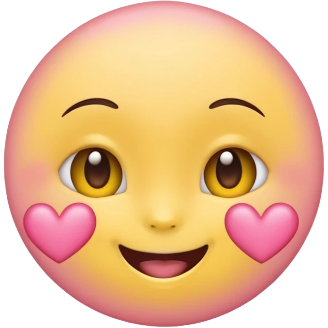 cute emoji, heart eyes, playful grin, pastel pink and yellow emoji