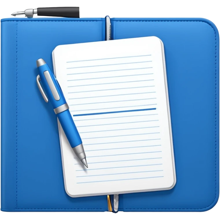 emoji of an open agenda with a blue cover, visible pages, simple details emoji