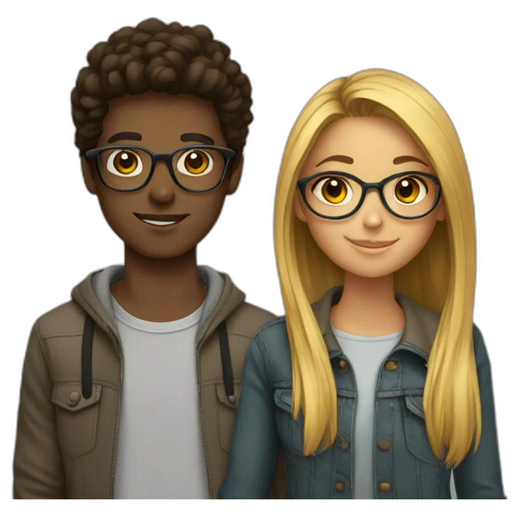 teen couple with glasses emoji
