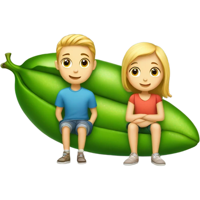 Two young white siblings in a peapod emoji