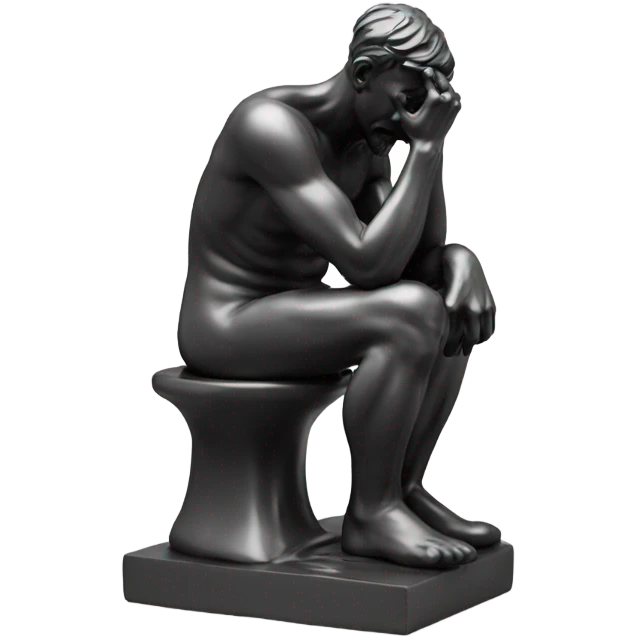 rodin sculpture the thinker but sitting on a toilet emoji