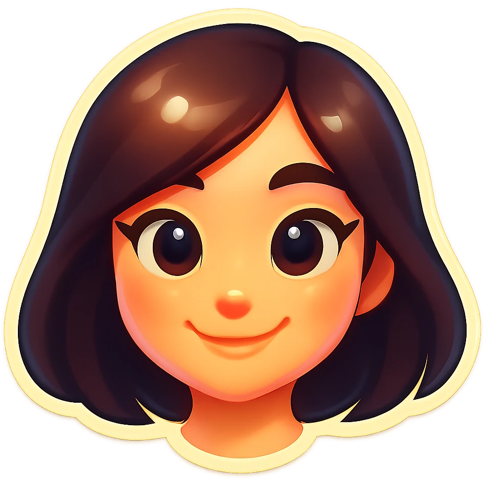 Make the girl look like a classic Telegram sticker: cartoon style, bright colors, cute face, very pale skin, only the head without neck, no outline on edges, white background. Suitable for a Telegram bot profile. emoji