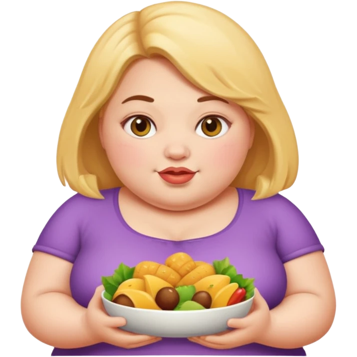 Fat girl with food emoji