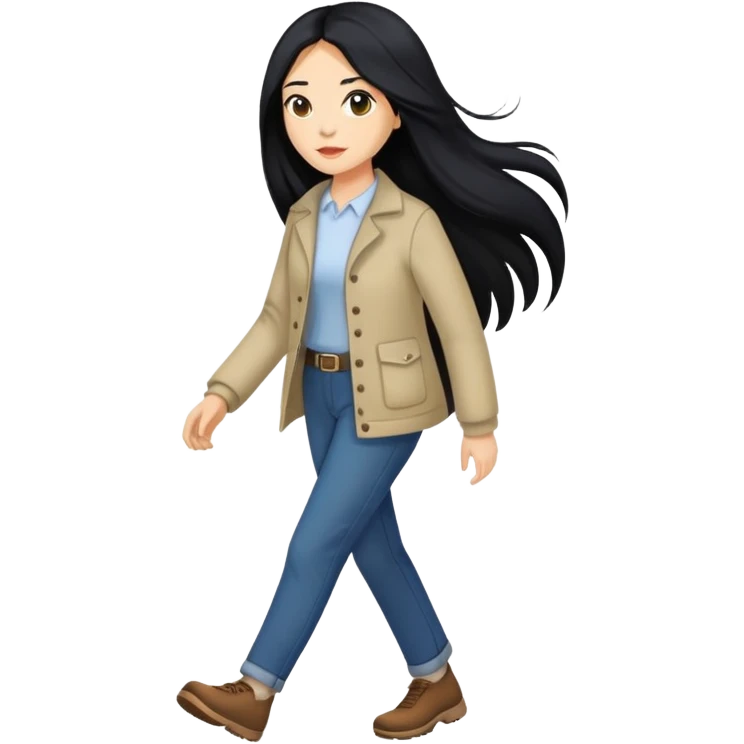 Long black hair woman walking emoji