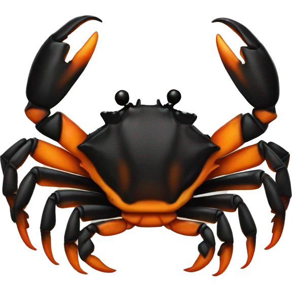 crab half black, half orange burnt emoji