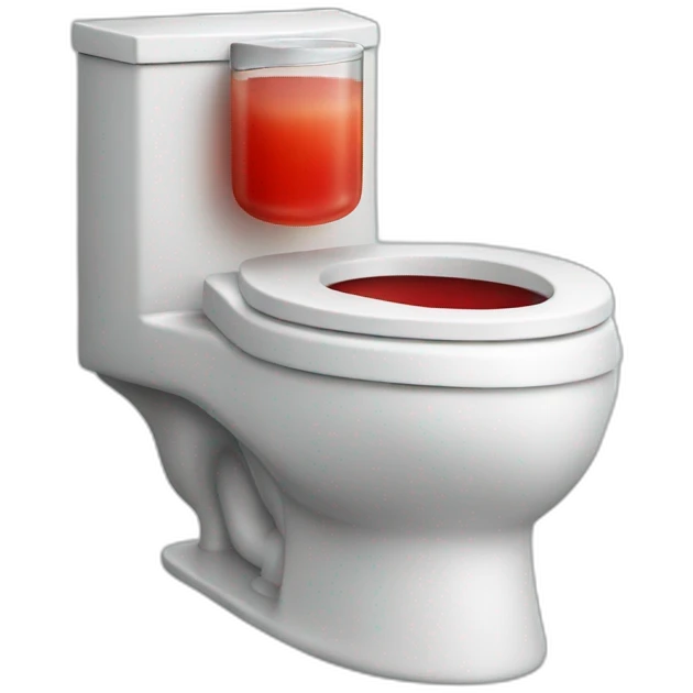 Toilet with red juice emoji