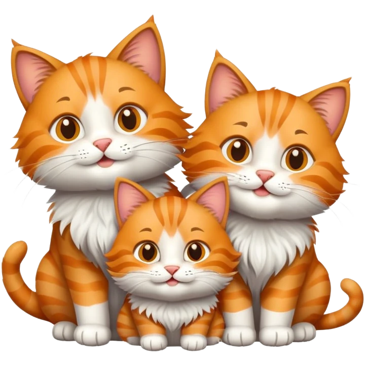 two big happy cats with four little happy cats emoji