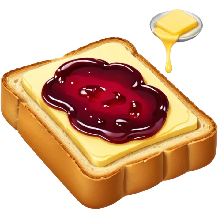 2 slices with pice of butter and jam on top  emoji