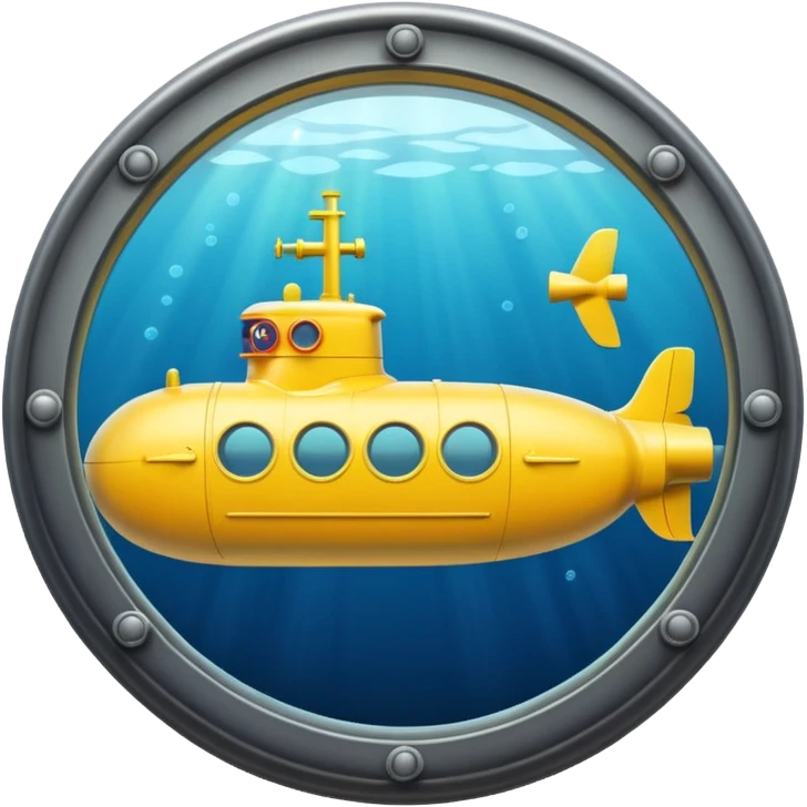 A bright yellow submarine with round windows and a tiny periscope.














 emoji