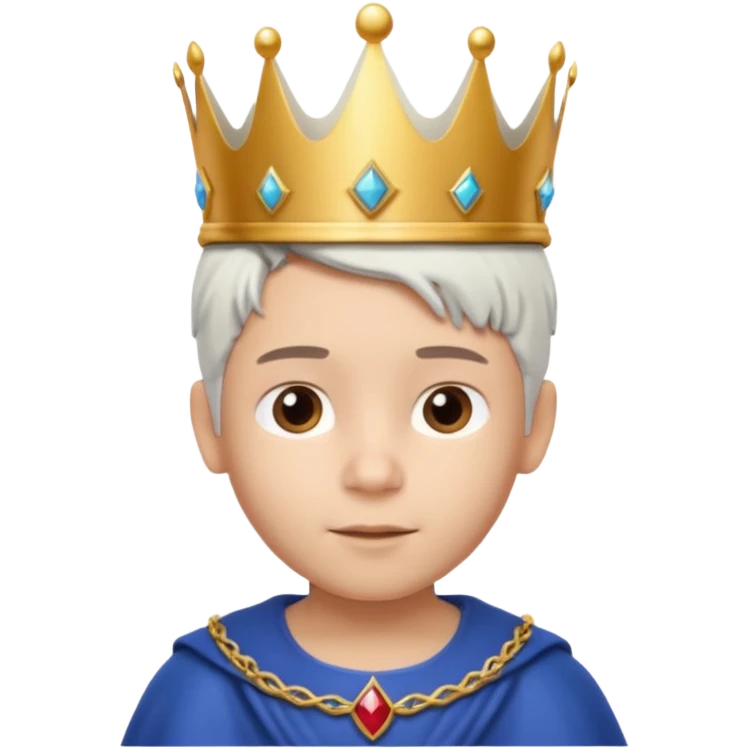 Royal latin Kid boy with crown head 3d style only face half rotate head white hair emoji