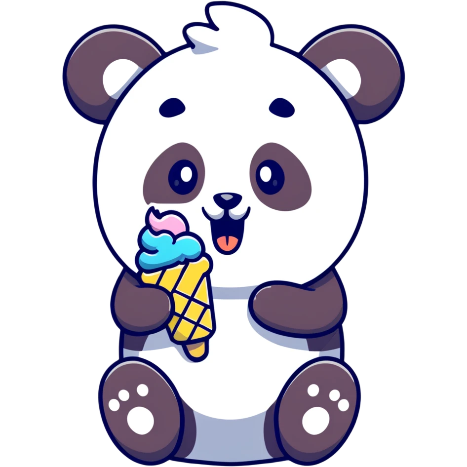 Panda eating ice cream emoji