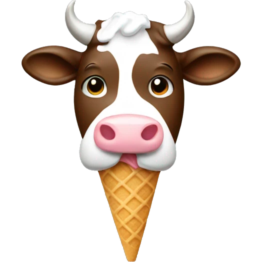 A cow eating icecream emoji