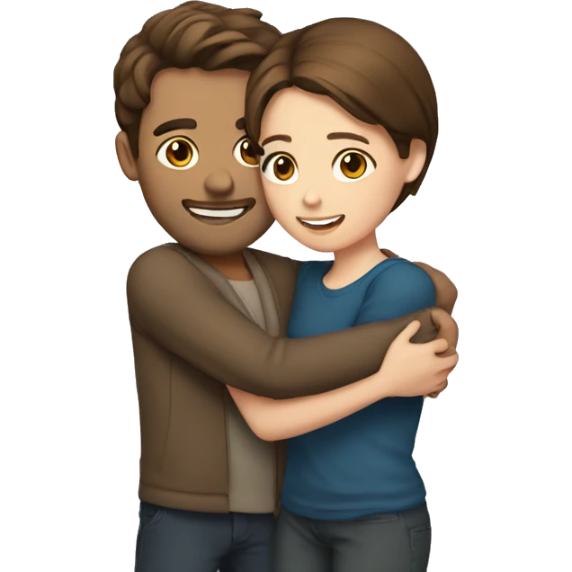 guy with brown hair hugging girl with medium brown hair  emoji