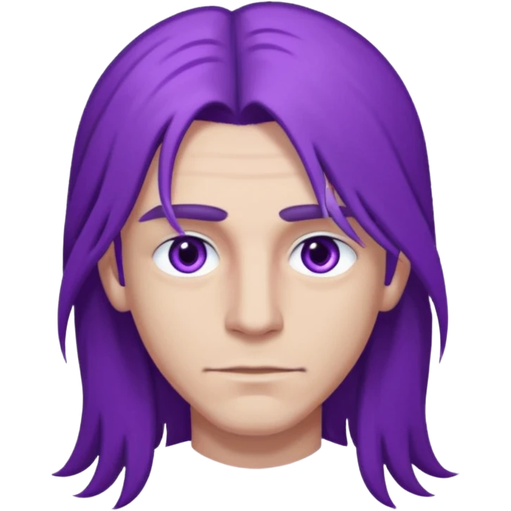 A man with long purple hair and nice long eyelashes with light purple eyes and a black shirt on emoji