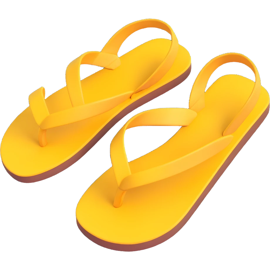 Simple sandal sole with minimal detail, 3D iPhone emoji style, inspired by Jesus sandals, matching the angle of the reference image, viewed from the bottom. emoji