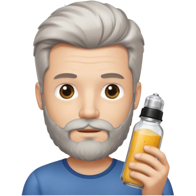 white man salt and pepper hair beard holding a white matease emoji