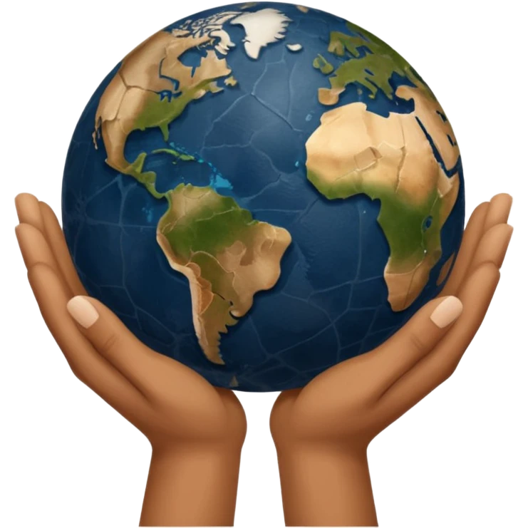 simple Beige hands holding simple earth emoji