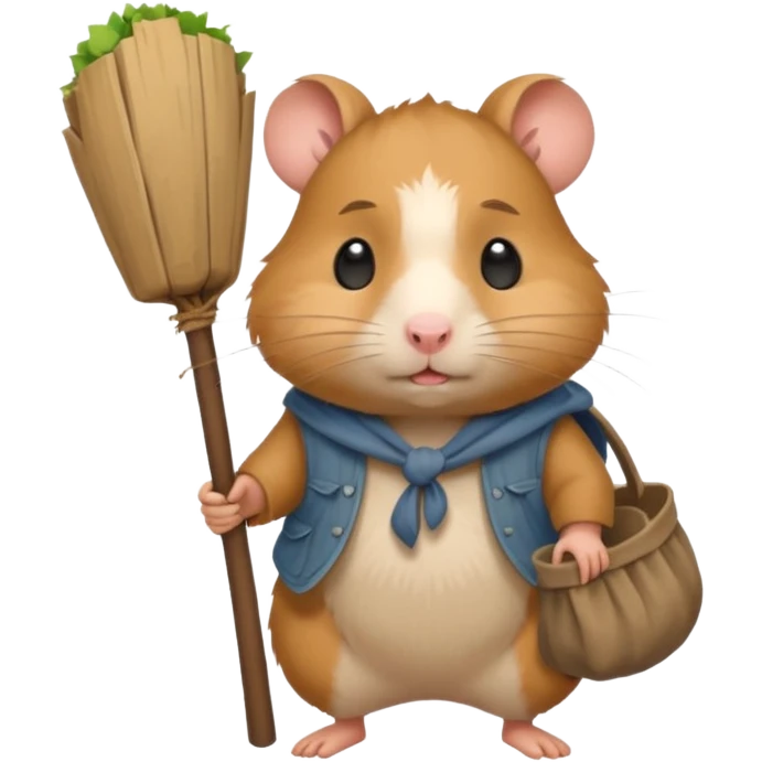 cartoon-style hamster poor hobo carrying a bindle over its shoulder with a sad expression. emoji