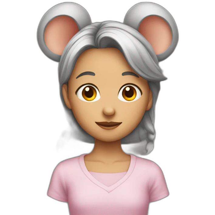 jeune fille avec des oreilles de rat emoji