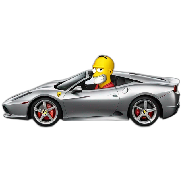 Homer Sispon dans une ferrari emoji