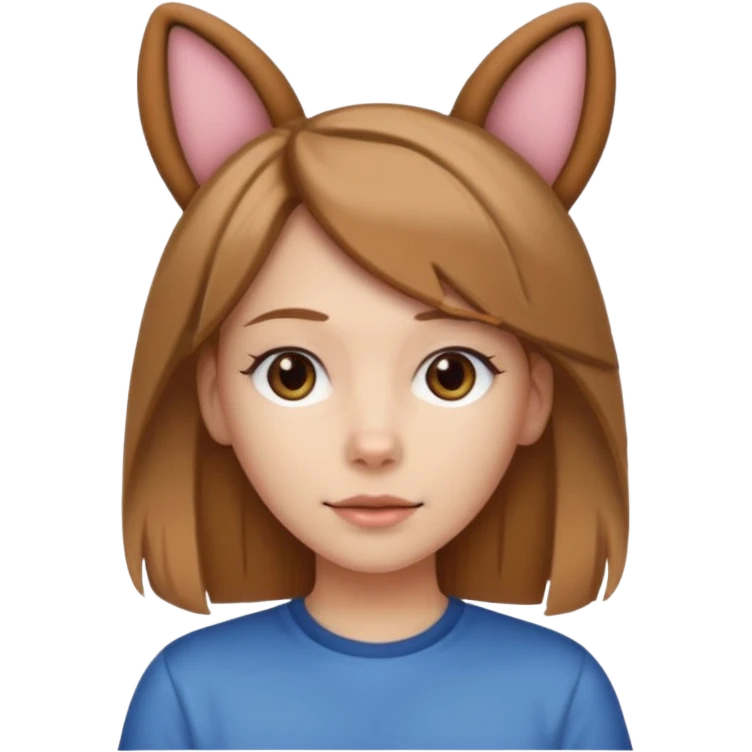 White girl with straight brown hair name is Valentina put dog ears on her and make he rlike like a bith but still not ugly just the dog prt of it and also have a shirt that says siri on it LONG LIGHT BROWN HAIR the shrit must say siri on ittt dont draw a dog just dog years emoji