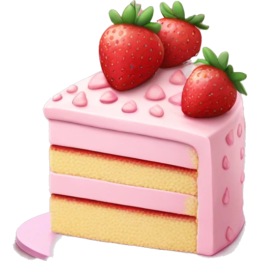 Pink strawberries and cream birthday cake  emoji