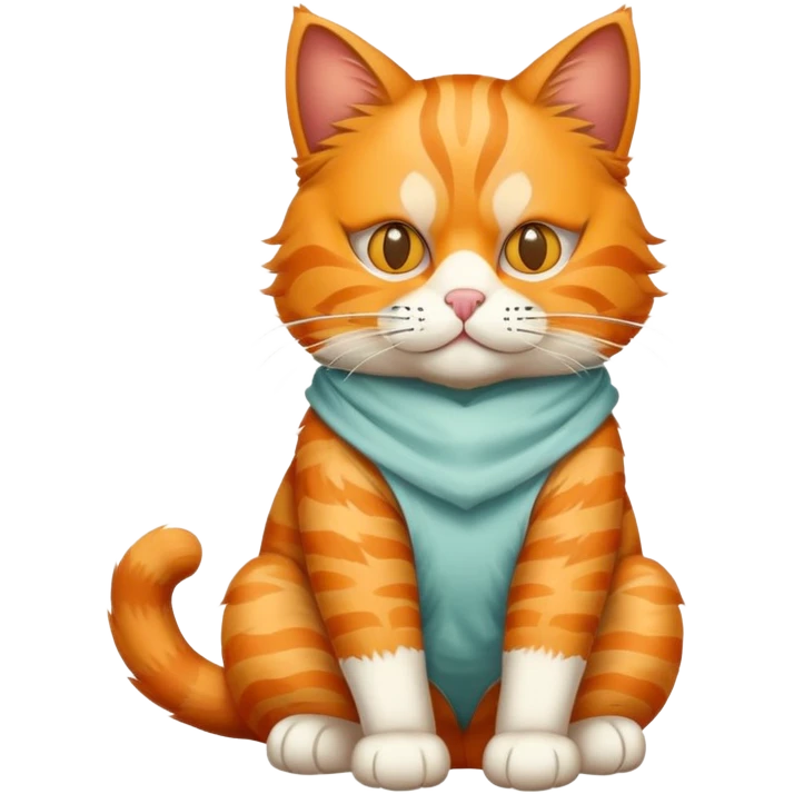 orange cat full body sitting with a mask emoji