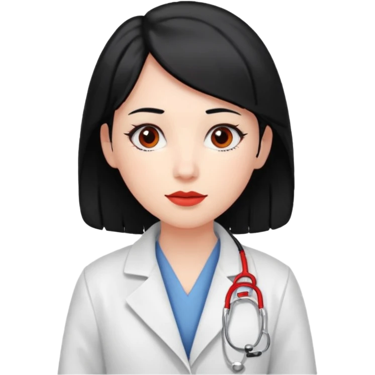 doctor with black hair and red hairclips  emoji