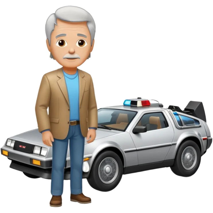 Older man with delorean in background  emoji