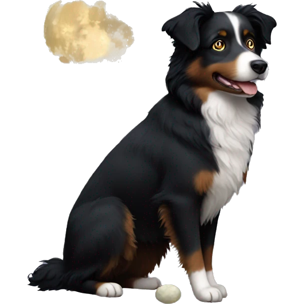 Small black australian shepherd dog moon emoji