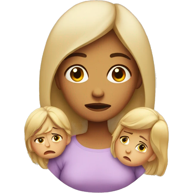 sad woman with 4 kids emoji