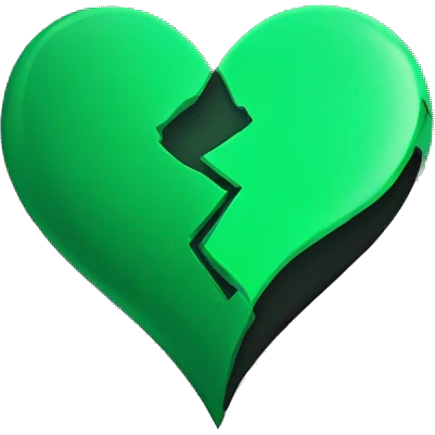 Half black and half Green broken swirl heart emoji