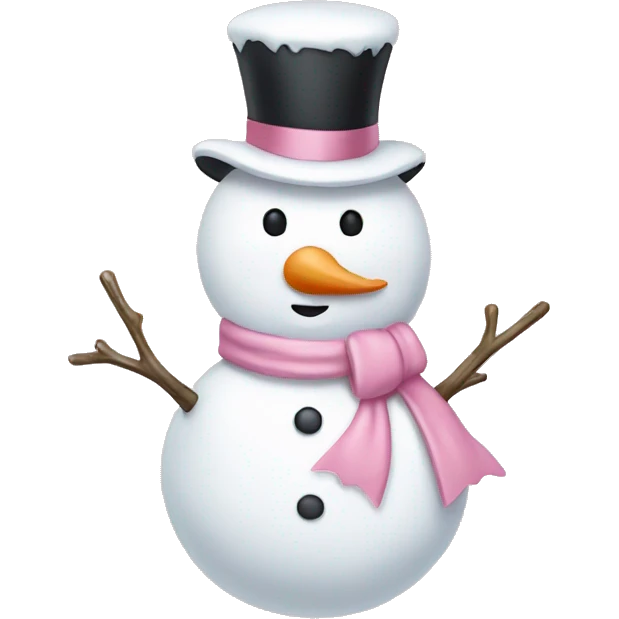 Snowman with a light pink bow emoji